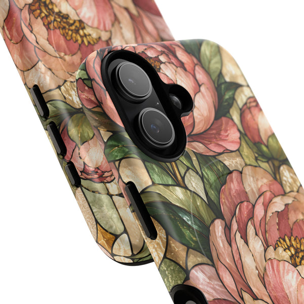 Glossy or Matte Stained Glass Peony MagSafe iPhone Case