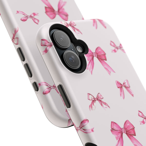 Coquette Pink Bow MagSafe Phone Case | Fits iPhone 13–16 | Matte or Glossy Finish
