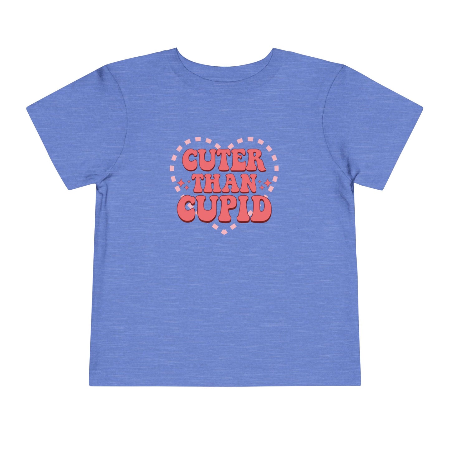 Toddler Valentine’s Day T-Shirt "Cuter Than Cupid" Retro Heart Graphic Tee Soft Unisex Cotton Sizes 2T-5T