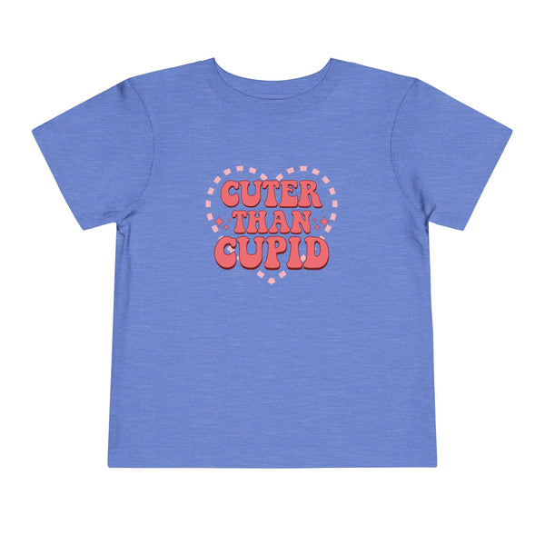 Toddler Valentine’s Day T-Shirt "Cuter Than Cupid" Retro Heart Graphic Tee Soft Unisex Cotton Sizes 2T-5T