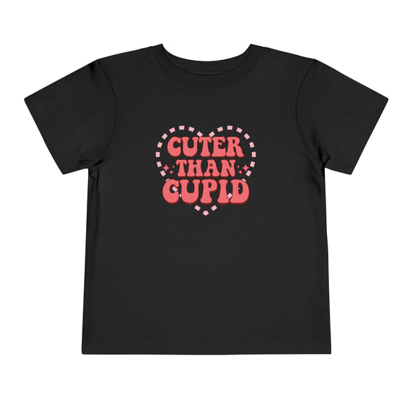 Toddler Valentine’s Day T-Shirt "Cuter Than Cupid" Retro Heart Graphic Tee Soft Unisex Cotton Sizes 2T-5T
