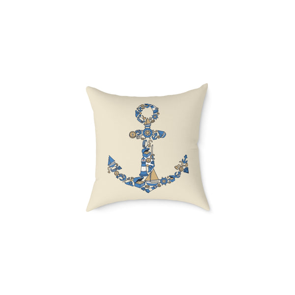 Nautical Anchor - Indoor Coastal Decor Throw Pillow