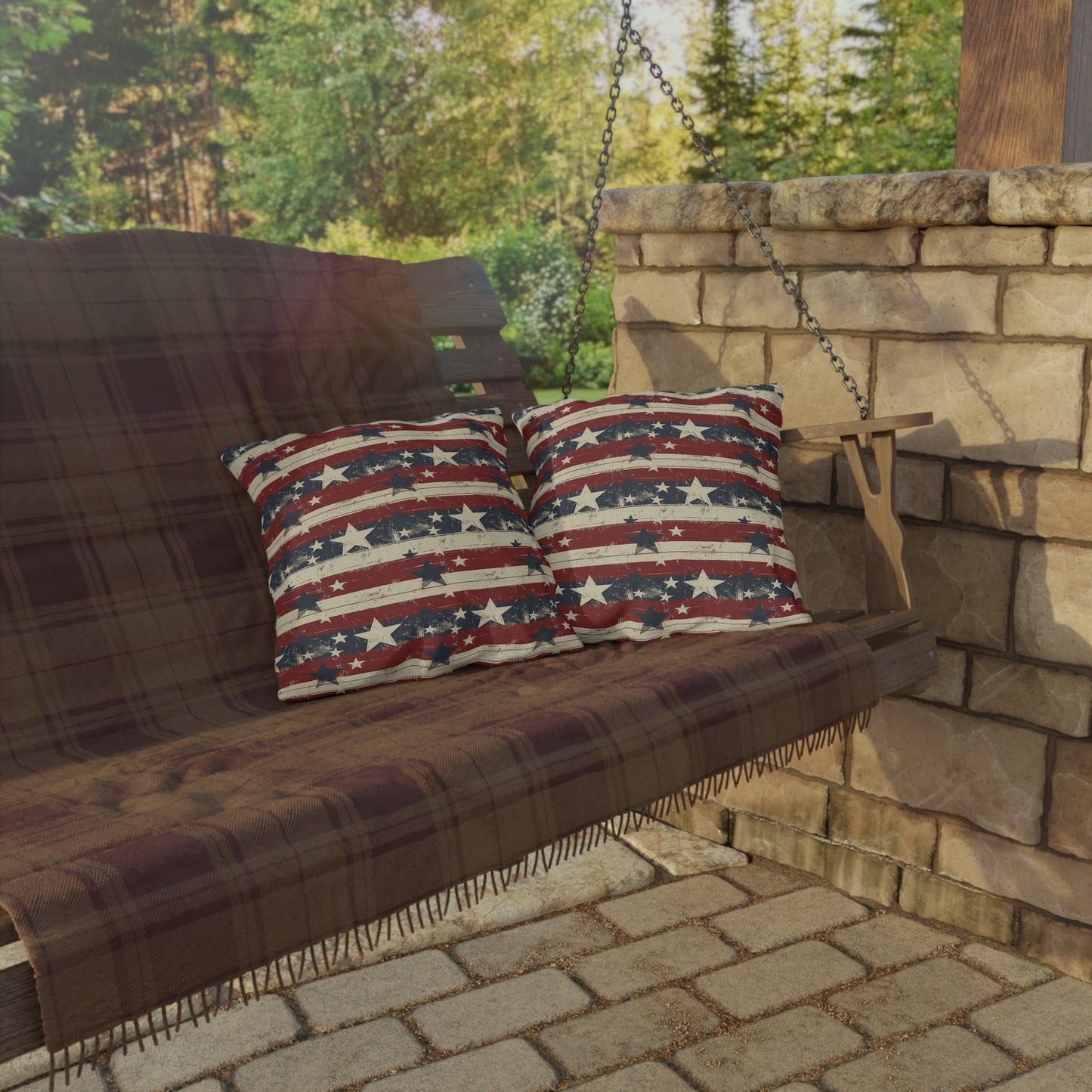 Stars & Stripes - Outdoor Throw Pillow