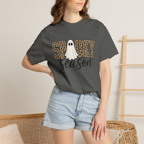 Spooky Season Leopard Print Ghost Halloween Graphic T-Shirt