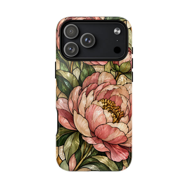 Glossy or Matte Stained Glass Peony MagSafe iPhone Case