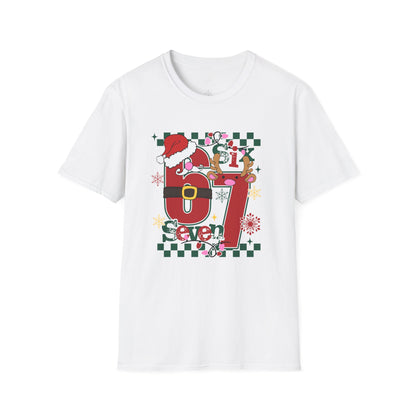 Christmas 67 Shirt – Cute Santa & Reindeer Holiday Graphic Tee – Festive “Six Seven” Xmas Top