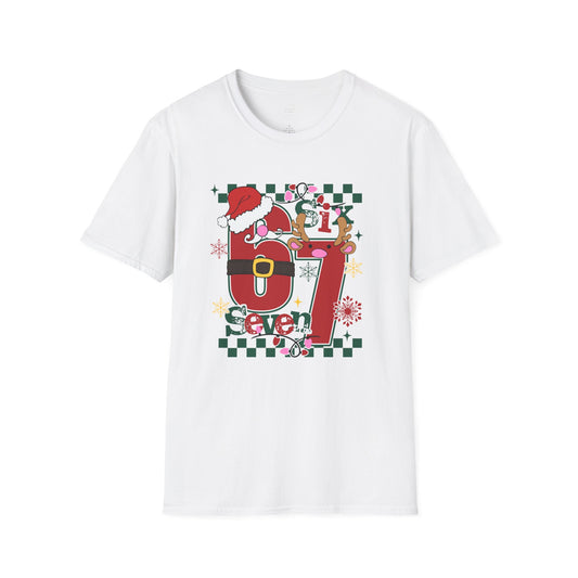 Christmas 67 Shirt – Cute Santa & Reindeer Holiday Graphic Tee – Festive “Six Seven” Xmas Top