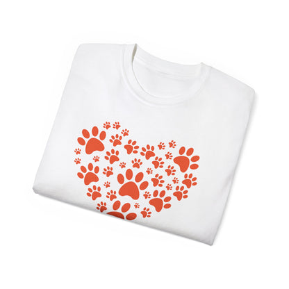 Heart Paw Print Unisex Ultra Cotton Tee - Perfect for Pet Lovers