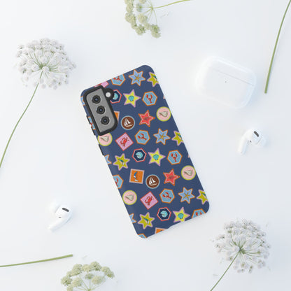 Lobsters Sailboats and Seashells on Navy Blue Phone Case