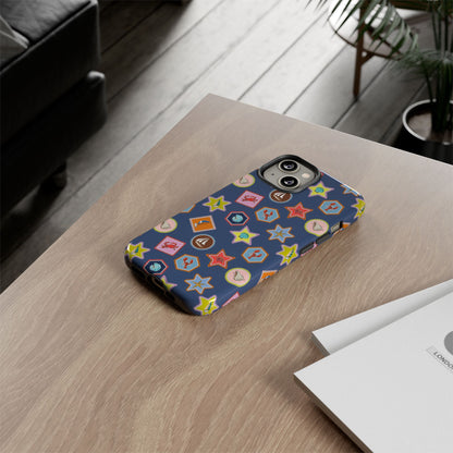 Lobsters Sailboats and Seashells on Navy Blue Phone Case