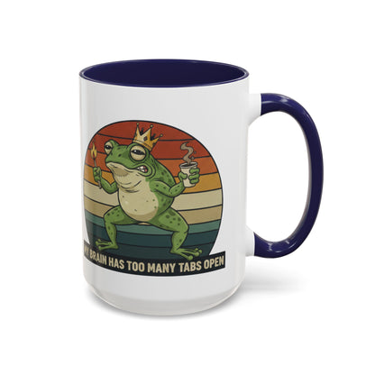 "Too Many Tabs Open" Retro Frog Accent Mug - 11oz & 15oz Ceramic Coffee Cup