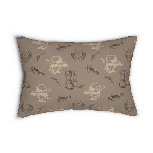 Rustic Western Cowboy Lumbar Pillow - Decorative Indoor Cushion for Ranch, Cabin, or Country Home Style