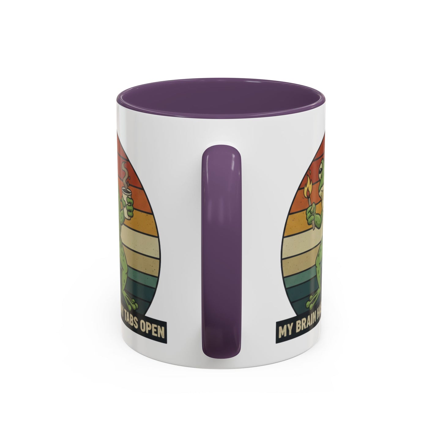 "Too Many Tabs Open" Retro Frog Accent Mug - 11oz & 15oz Ceramic Coffee Cup