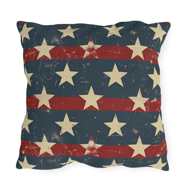 Distressed Outdoor American Flag Pillow