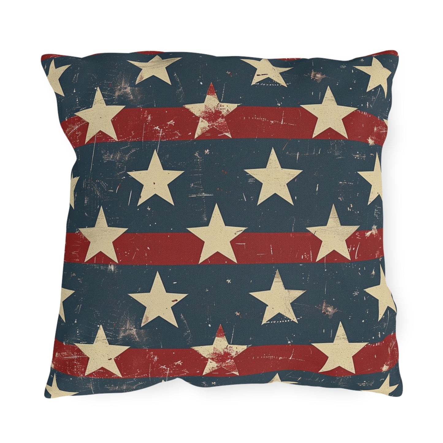 Distressed American Flag Design - Outdoor Throw Pillow