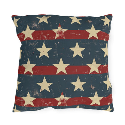 Distressed American Flag Design - Outdoor Throw Pillow