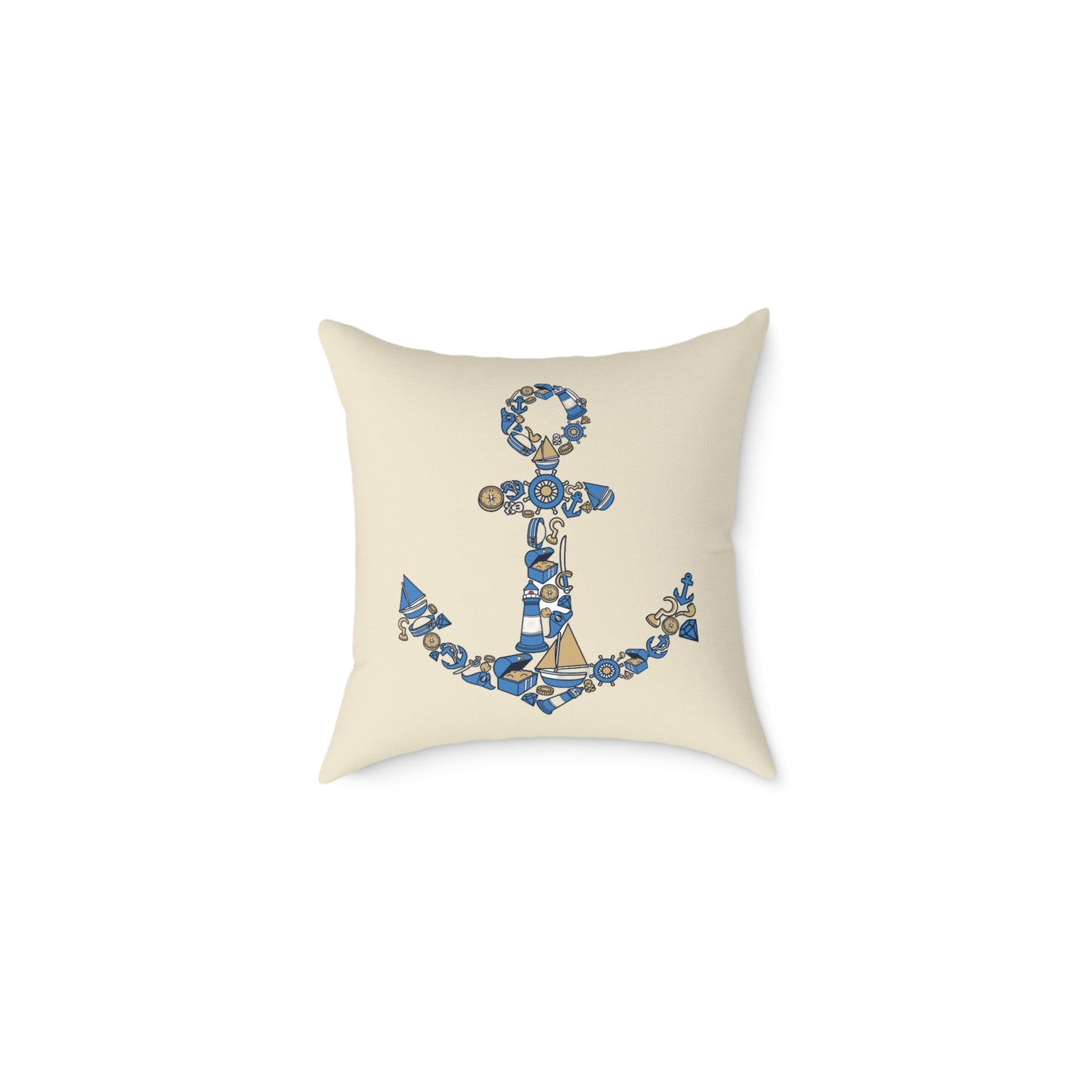Nautical Anchor - Indoor Coastal Decor Throw Pillow