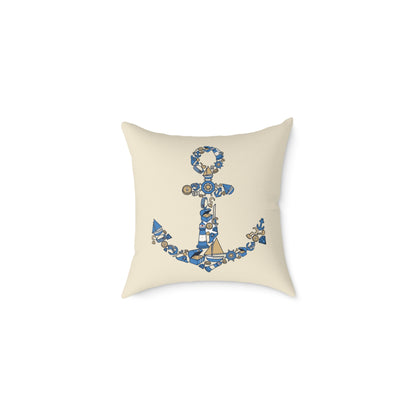 Nautical Anchor - Indoor Coastal Decor Throw Pillow