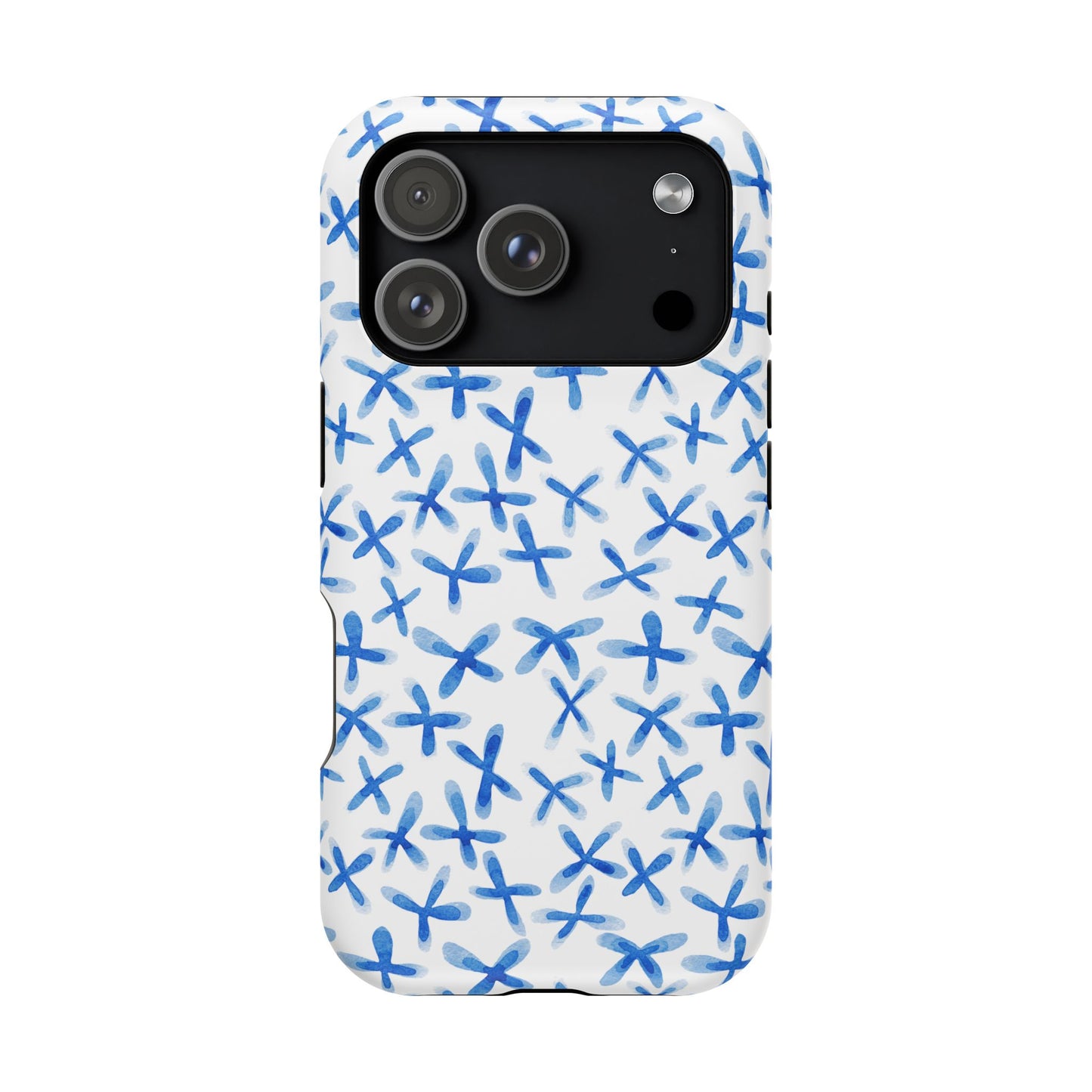 Blue Floral MagSafe iPhone Case — Magnetic Impact-Resistant