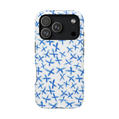 Blue Floral MagSafe iPhone Case — Magnetic Impact-Resistant