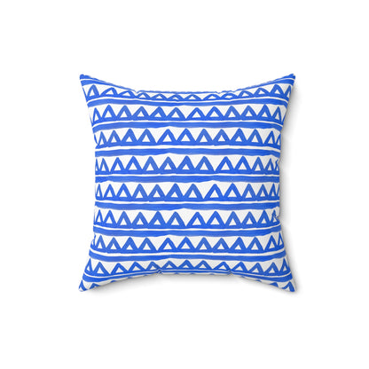 Blue Triangle Patterned - Indoor Square Pillow
