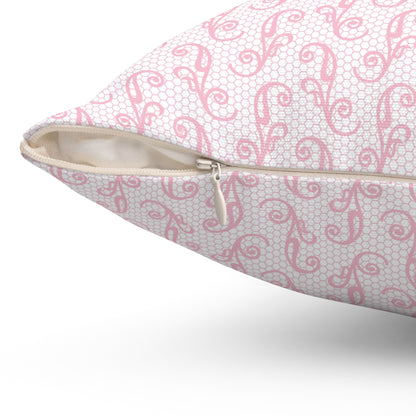 Pink Scroll Patterned - Indoor Throw Pillow