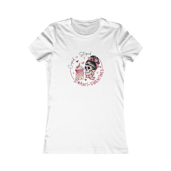 Anti-Valentine’s Day Women’s Slim-Fit TShirt – ‘Cupid is Stupid’ Graphic Tee