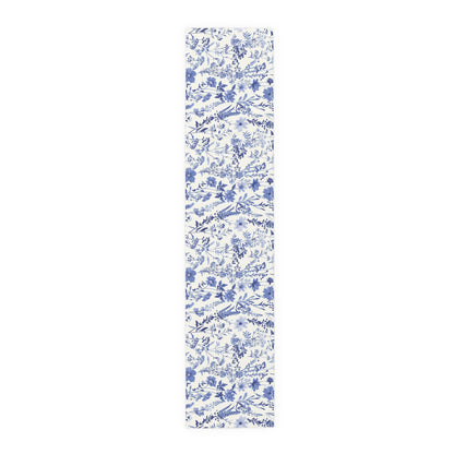 Blue Floral Toile Table Runner