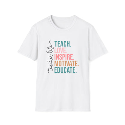Inspire Teacher T-Shirt, Teach Love Inspire Motivate, Gift for Educators, Teacher Appreciation, Classroom Outfit