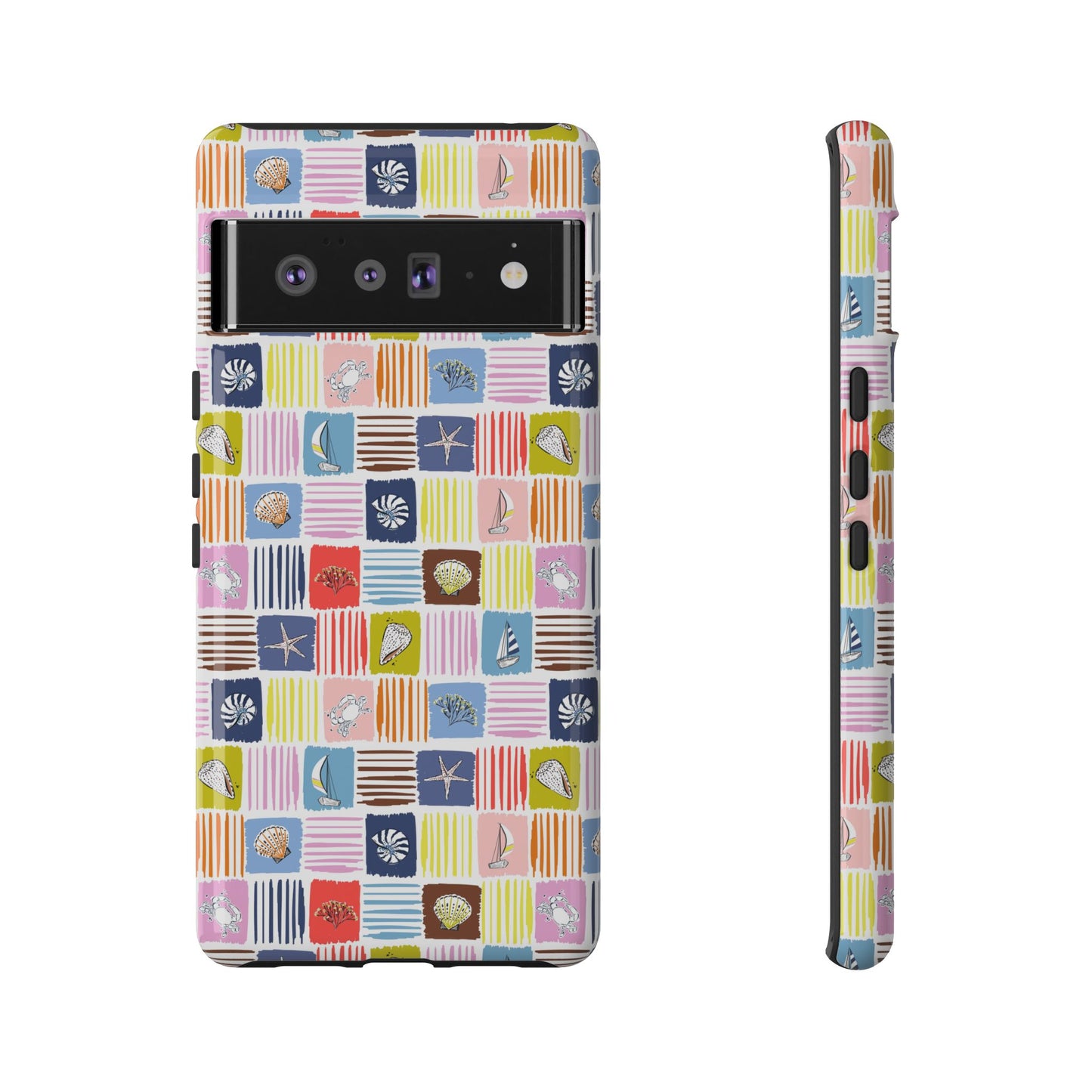 Colorful Seashells Sailboats and Starfish Summer Themed Phone Case