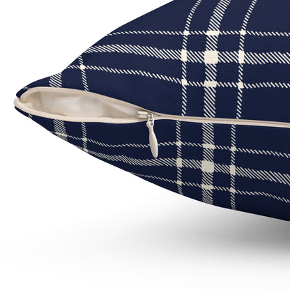 Blue and White Plaid - Decorative Throw Pillow