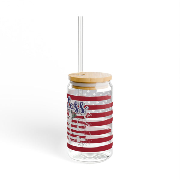 God Bless the USA 16oz Glass Cup