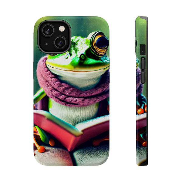 Frog Design Magnetic Tough Case, Studious Frog Magnetic Phone Case for iPhone 15, iPhone 14 Phone Case, iPhone 13 Phone Case