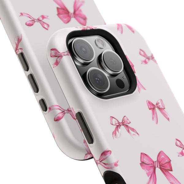 Coquette Pink Bow MagSafe Phone Case | Fits iPhone 13–16 | Matte or Glossy Finish