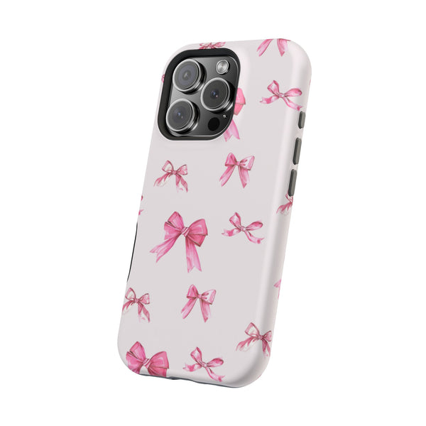 Coquette Pink Bow MagSafe Phone Case | Fits iPhone 13–16 | Matte or Glossy Finish