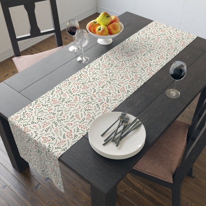 Christmas Table Runner Featuring Red & Green Holly