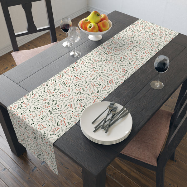Christmas Table Runner Featuring Red & Green Holly