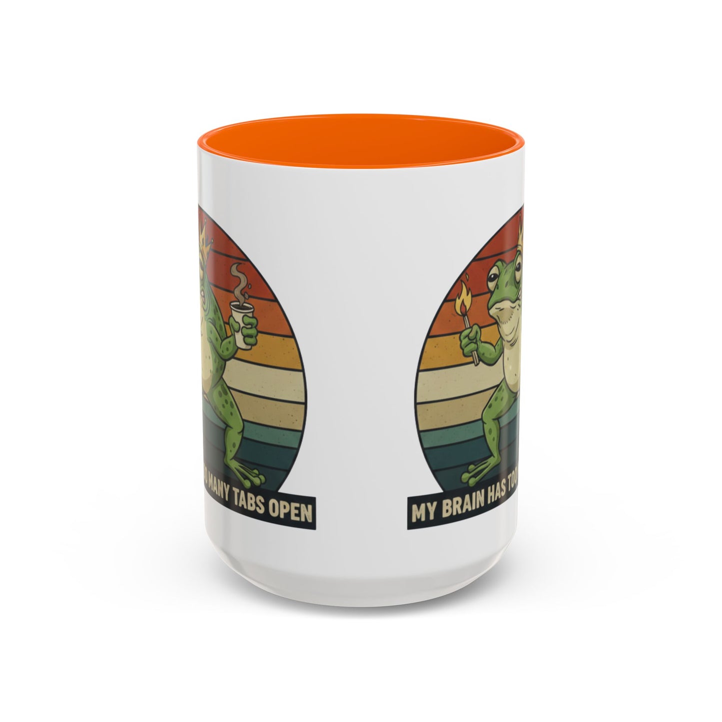 "Too Many Tabs Open" Retro Frog Accent Mug - 11oz & 15oz Ceramic Coffee Cup