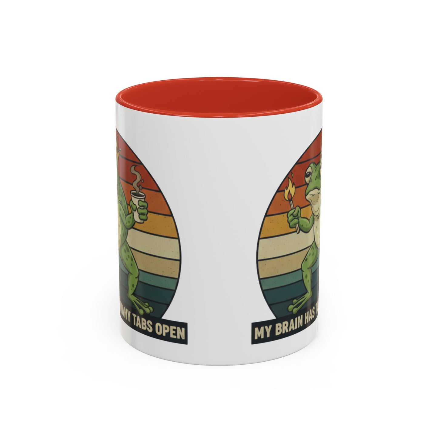 "Too Many Tabs Open" Retro Frog Accent Mug - 11oz & 15oz Ceramic Coffee Cup