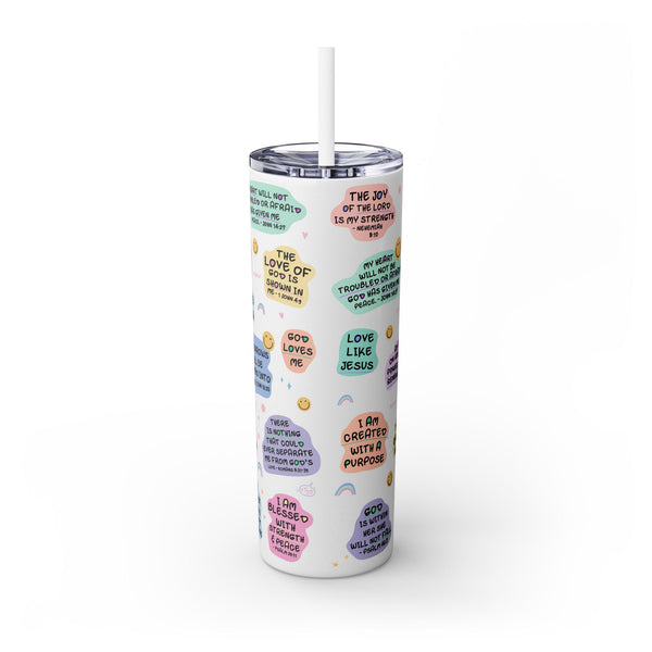 Bible Affirmation 20oz Skinny Tumbler with Color Matching Straw