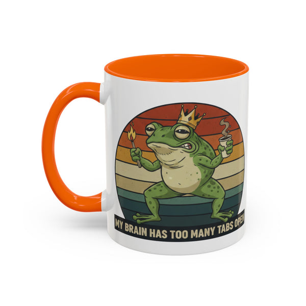 "Too Many Tabs Open" Retro Frog Accent Mug - 11oz & 15oz Ceramic Coffee Cup