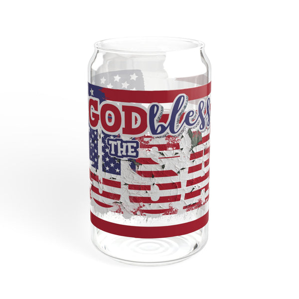 God Bless the USA 16oz Glass Cup