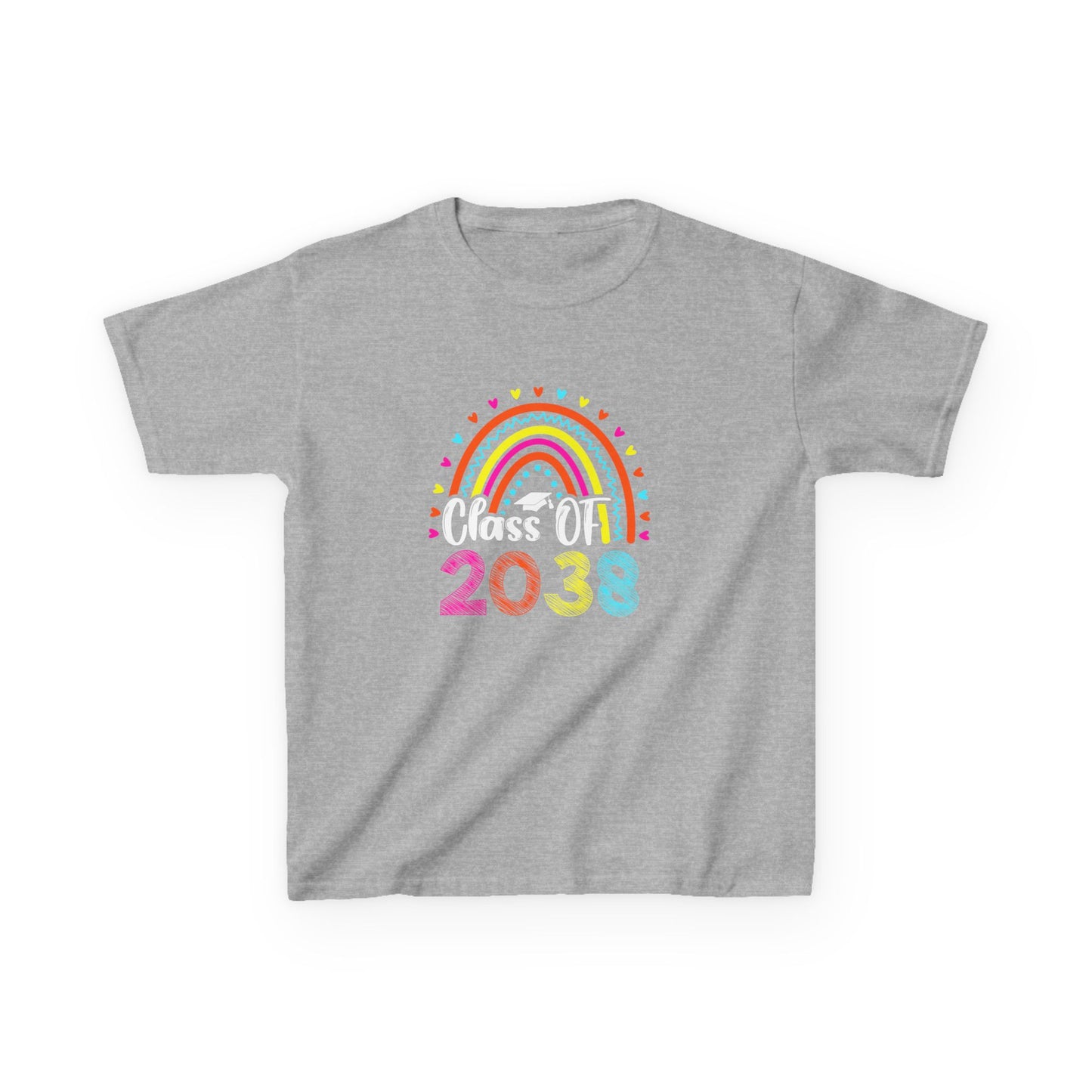Rainbow Graduation Kids Tee | Class of 2038 Shirt | Cute Kids Apparel | Graduation Gift | Back to School T-Shirt | Rainbow Tee