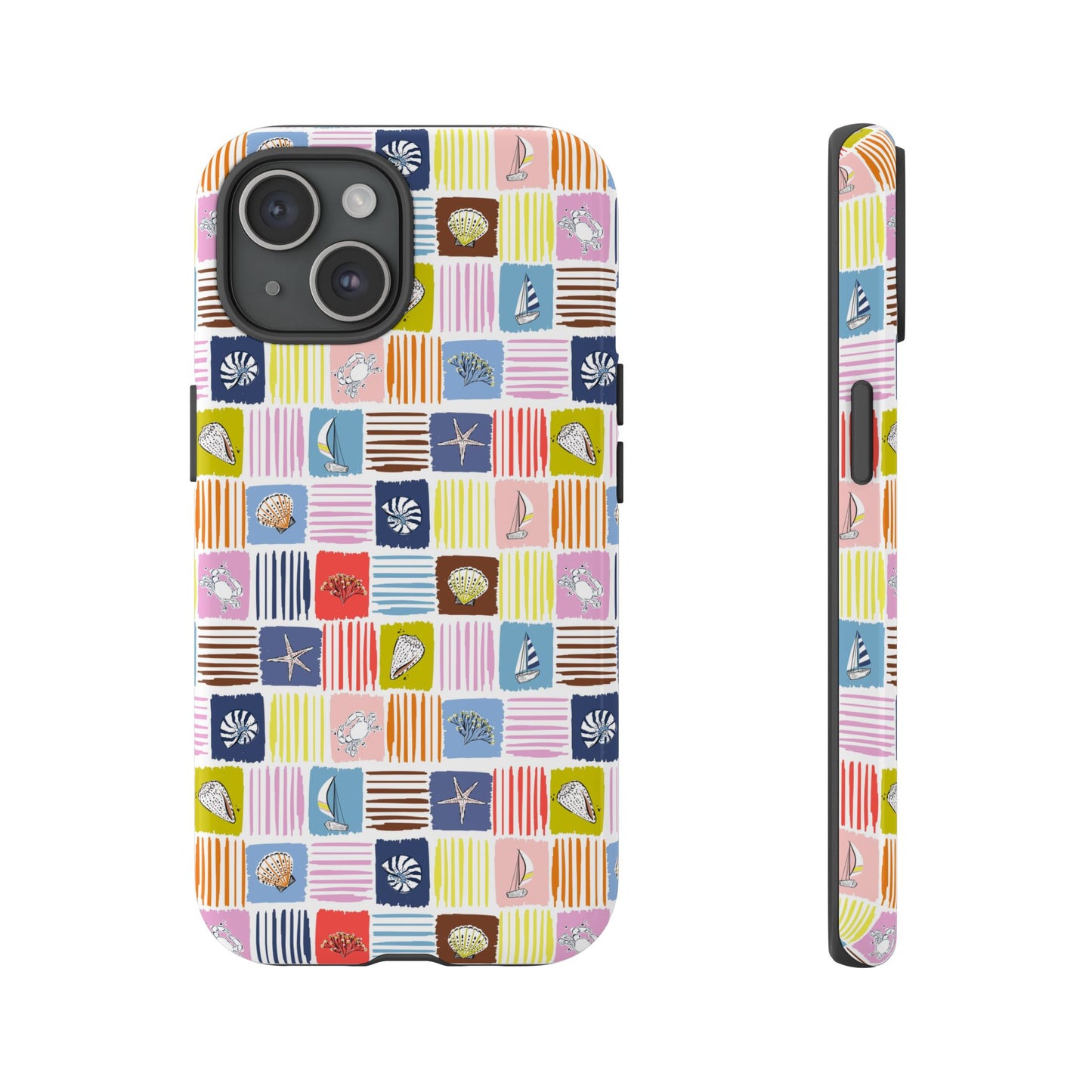 Colorful Seashells Sailboats and Starfish Summer Themed Phone Case
