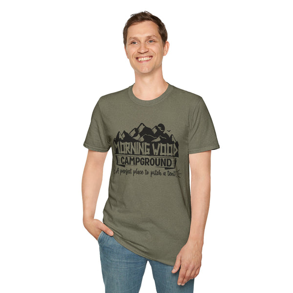 Morning Wood Campground A Perfect Place to Pitch a Tent, Soft Cotton, Casual Streetwear