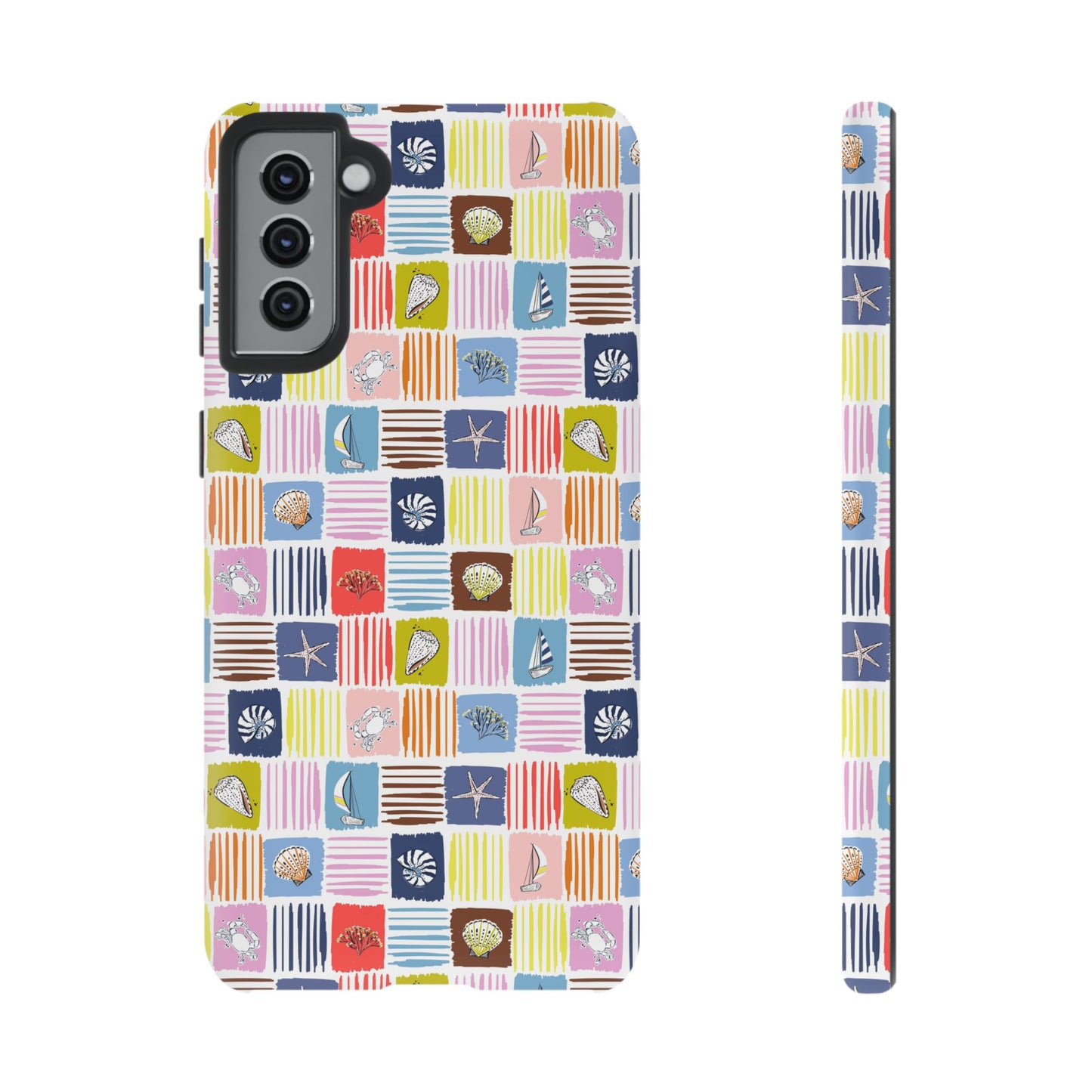 Colorful Seashells Sailboats and Starfish Summer Themed Phone Case