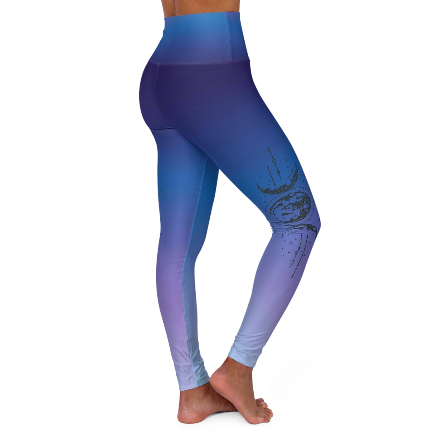 Celestial Moon High Waisted Yoga Leggings – Blue & Purple Galaxy Gradient