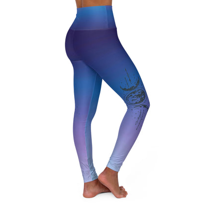Celestial Moon High Waisted Yoga Leggings – Blue & Purple Galaxy Gradient