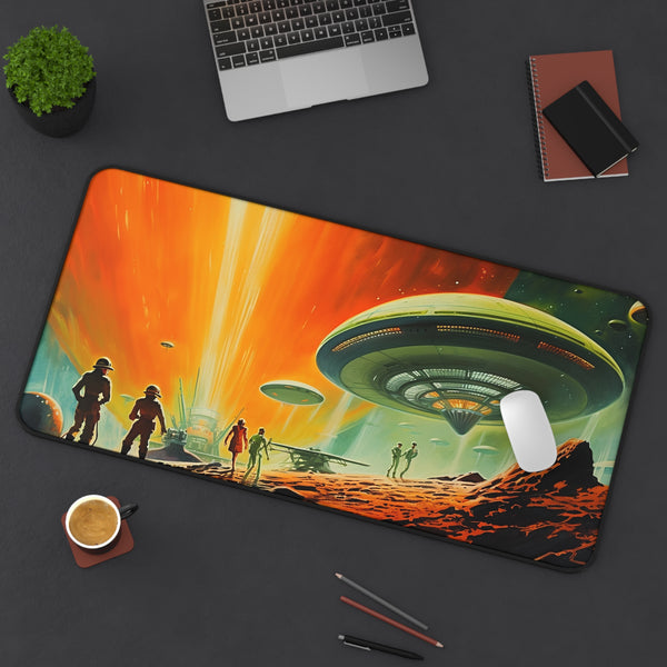 Gaming Deskmat, Alien Invasion Deskmat, Custom Desk Mat, Gaming Desk Mat, UFO Mousepad, Large Deskmat for Gaming, Desk Accessories
