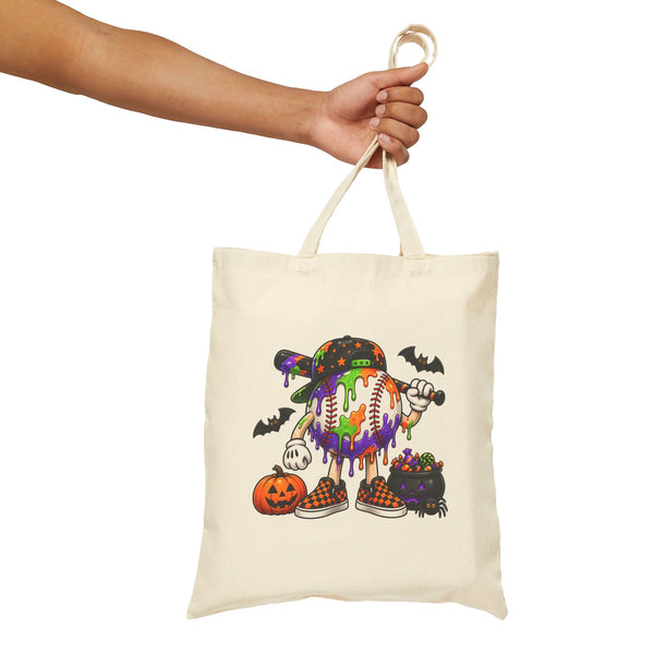 Drippy Baseball Candy Skull Tote Bag | Pumpkin, Bats, Trick-or-Treat